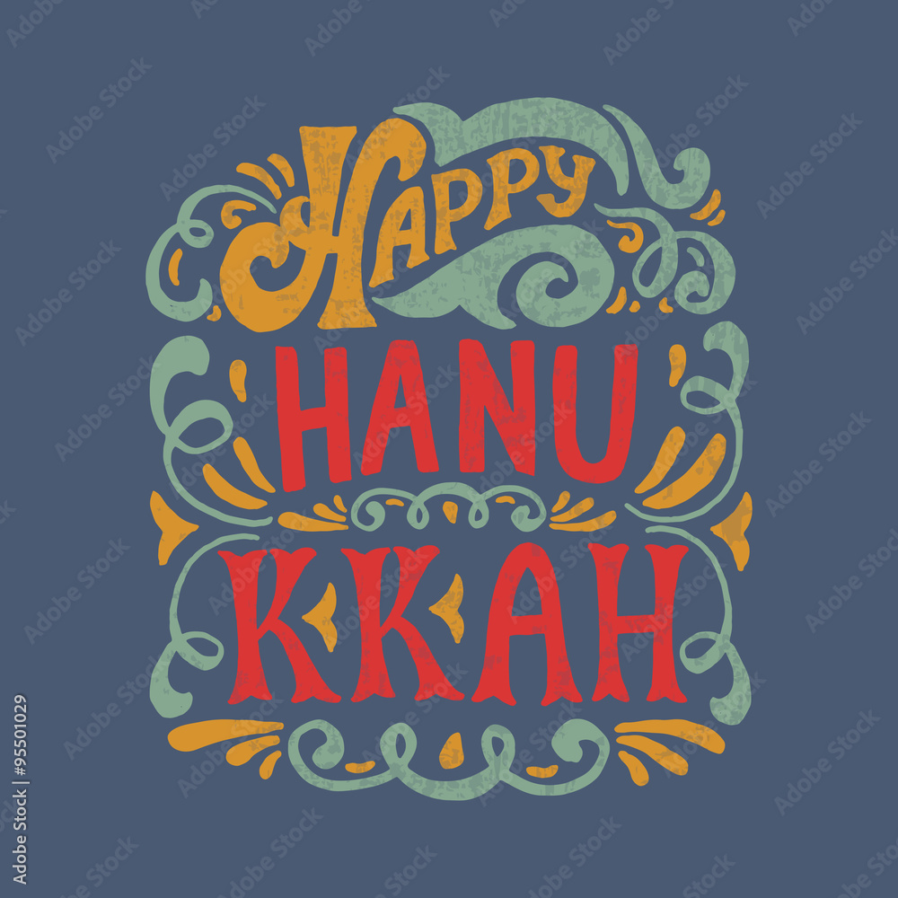 Happy Hanukkah logotype, badge and icon typography