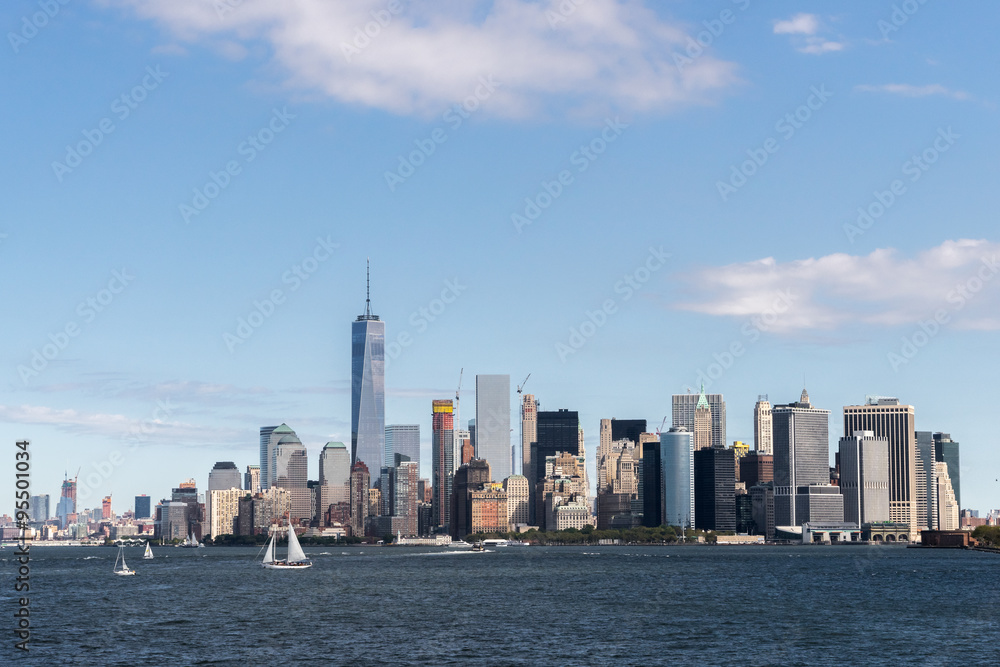 Skyline of New York city Manhattan over Hudson river.