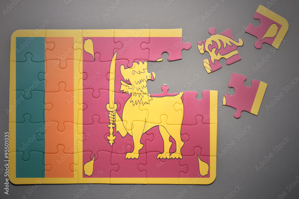 Obraz premium puzzle with the national flag of sri lanka