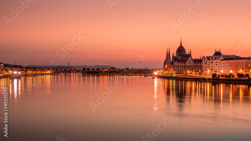 Beautiful Sunrise on Danybe River in Budapest  Hungary