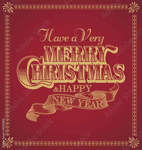 Merry Christmas and Happy New Year Calligraphic Ornament Frame 