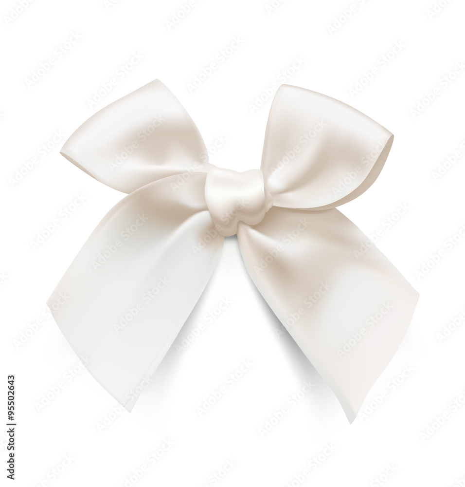 White bow isolated on white background. Vector illustration