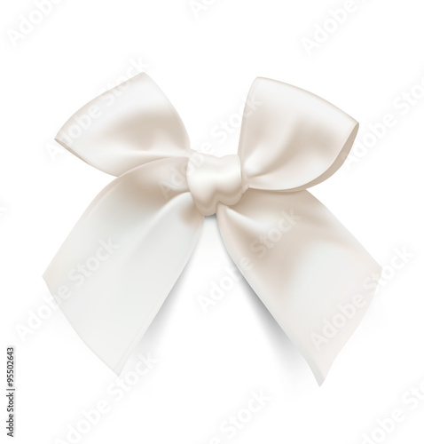 White bow isolated on white background. Vector illustration