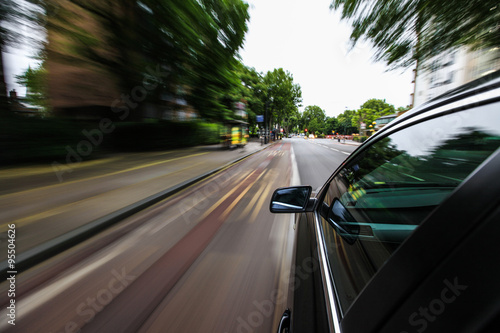 Fast driving car.