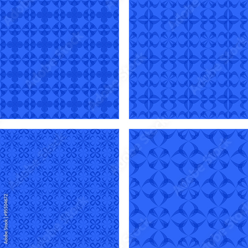 Blue seamless pattern background set 