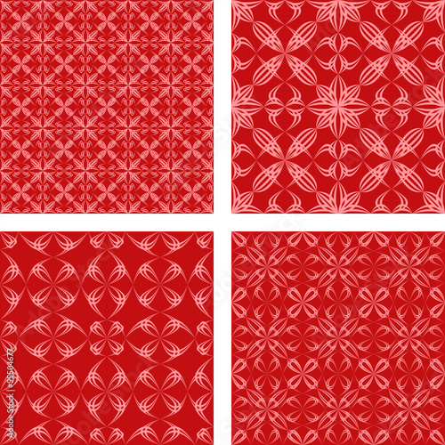 Red seamless pattern background set 