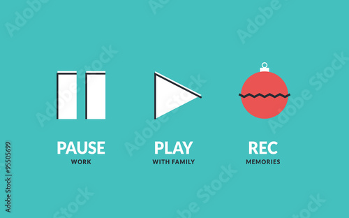 Christmas and New Year flat line design concept for greeting card and banner.