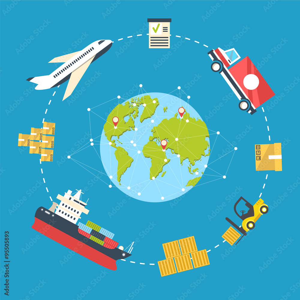 Fototapeta premium Logistics infographics concept vector illustration