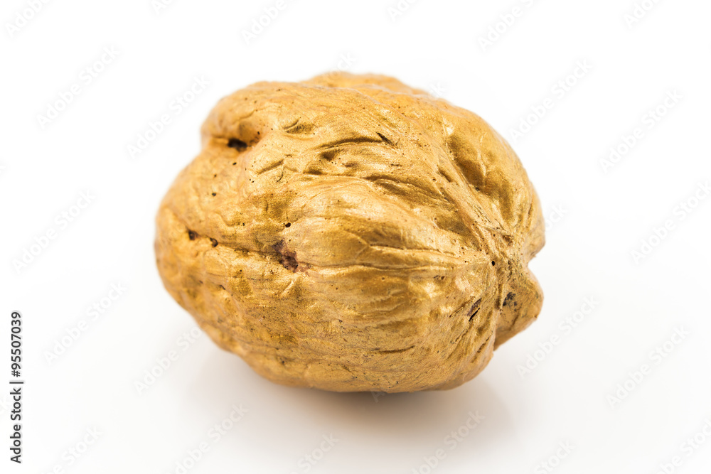 Gold walnut isolated on white Gold walnut isolated on white