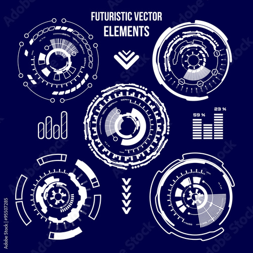 Set of Sci fi futuristic user interface. Vector illustration.