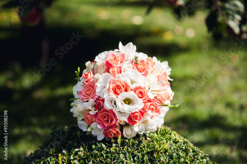 Wedding bouquet with roses.