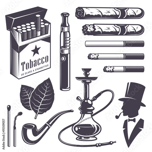 Set of vintage smoking tobacco elements