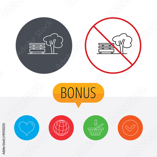 Public park icon. Tree with bench sign.