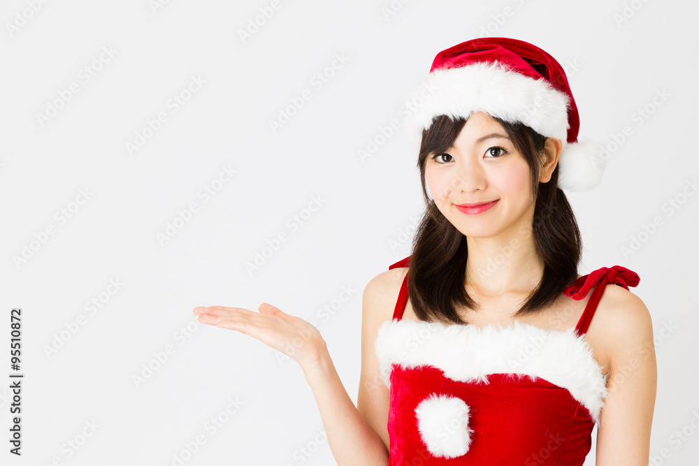 portrait of asian woman wearing santa costume portrait of asian woman wearing santa costume