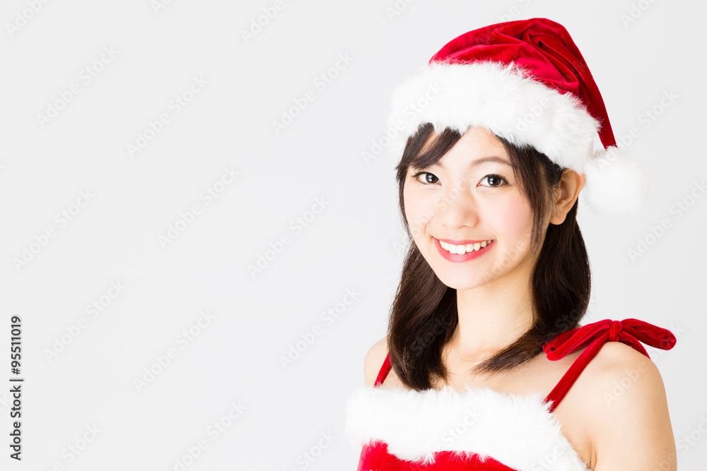portrait of asian woman wearing santa costume portrait of asian woman wearing santa costume