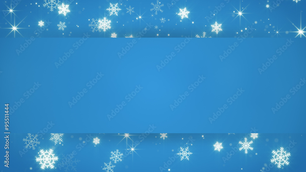 blue banner and christmas snowfall