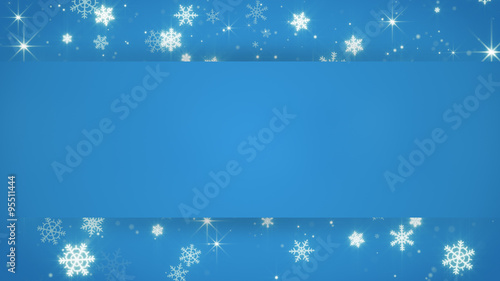 blue banner and christmas snowfall