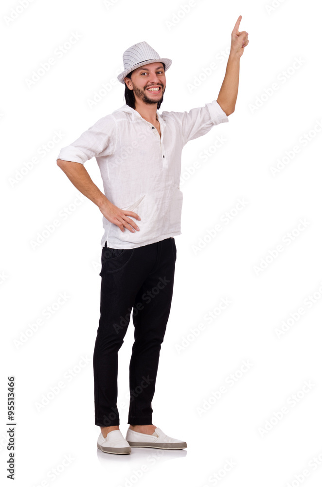 Young man in hat isolated on white Young man in hat isolated on white