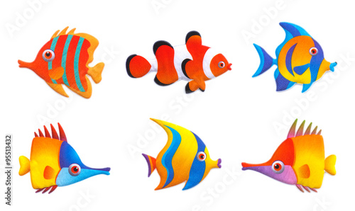 Stock Vector Illustration:Cute fish collection set isolated on w