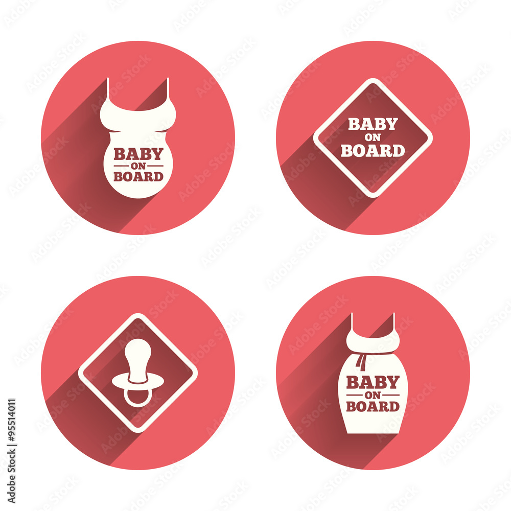 Baby on board icons. Infant caution signs. Baby on board icons. Infant caution signs.