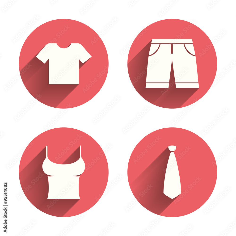 Clothes signs. T-shirt and pants with shorts. Clothes signs. T-shirt and pants with shorts.