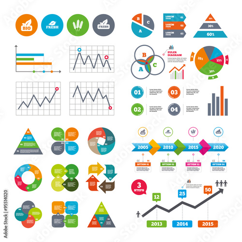 Natural fresh Bio food icons.