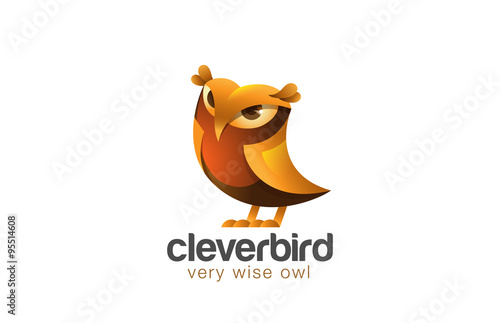 Funny Owl Logo design vector. Wizdom Education Friendly icon