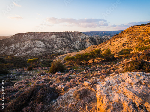 Landscape at sunset near Pissouri. Cyprus