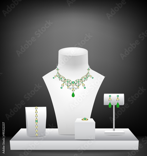 Set of jewelry on dummies
