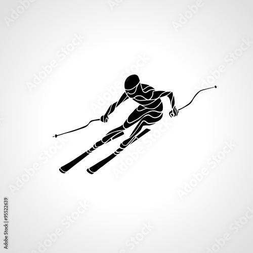 Giant Slalom Ski Racer silhouette. Vector illustration