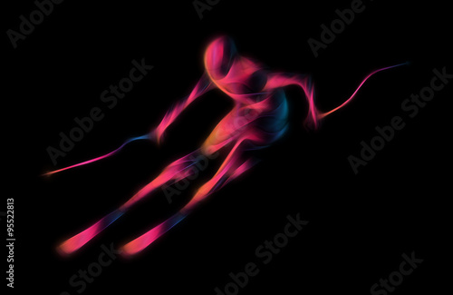 Giant Slalom Ski Racer silhouette. Color illustration