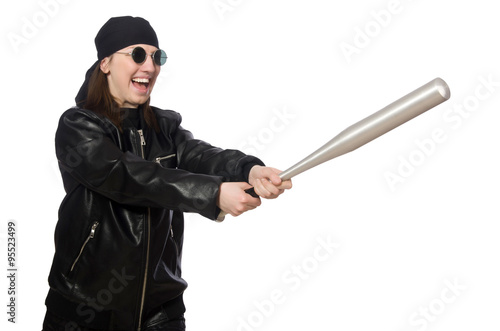 Woman hooligan isolated on the white