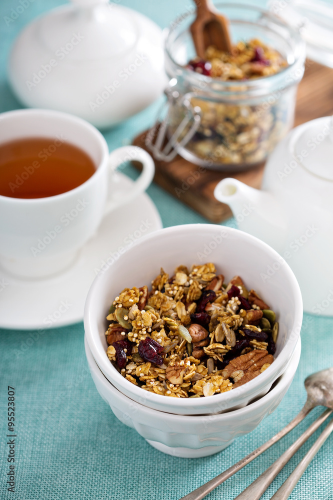 Homemade granola with quinoa and cranberry Homemade granola with quinoa and cranberry
