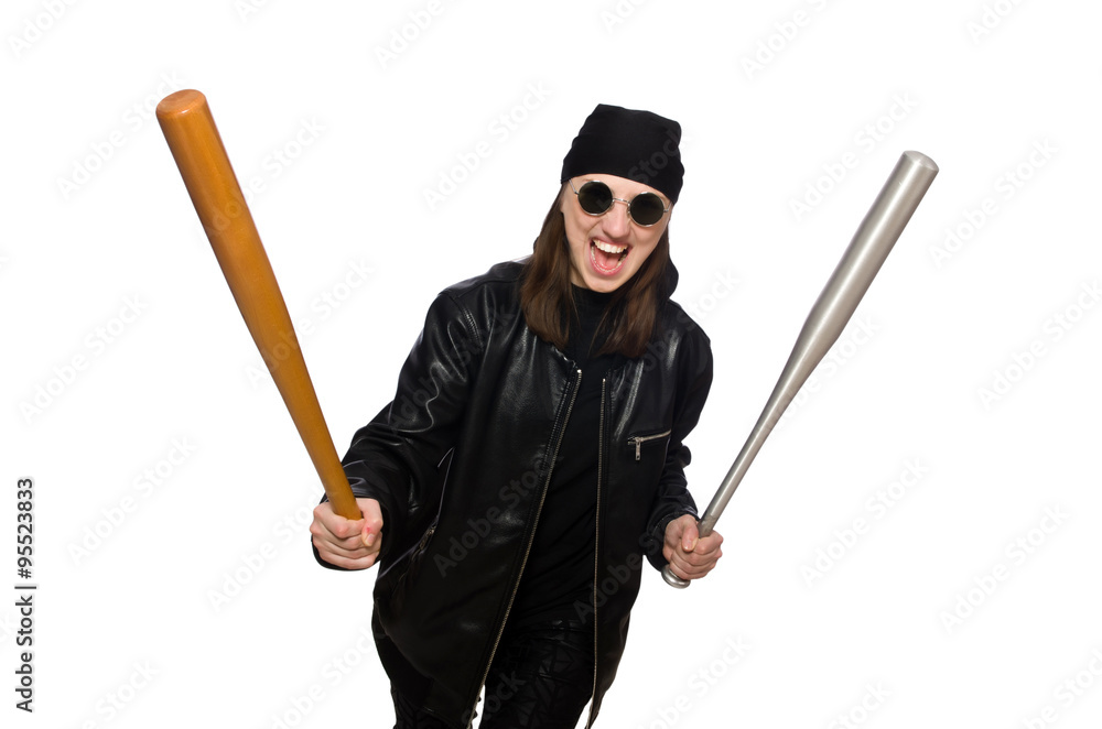Woman hooligan isolated on the white Woman hooligan isolated on the white