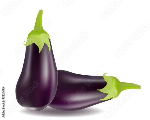 Eggplant or aubergine vegetable isolated on white background