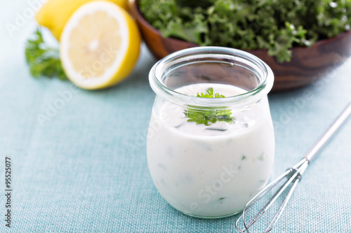 Bilde på lerret Homemade ranch dressing in a jar