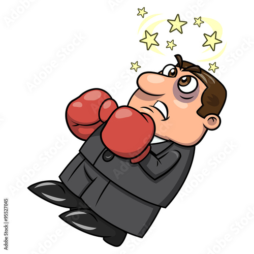 Defeated businessman in boxing gloves 2