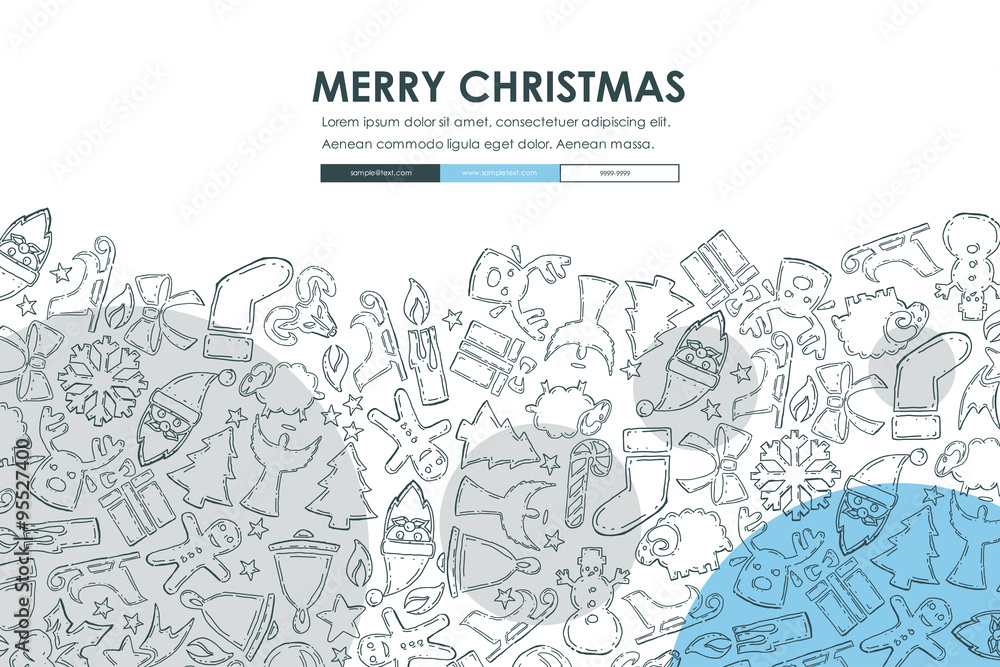 Fototapeta premium Christmas Doodle Website Template Design