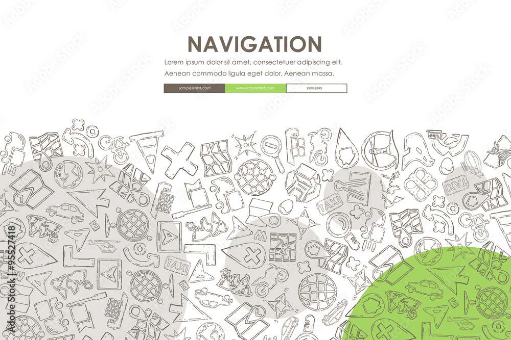 Obraz premium navigation Doodle Website Template Design