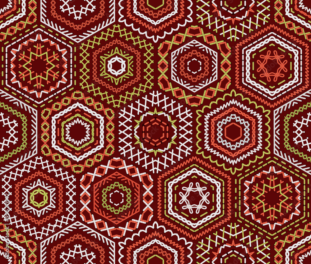 Seamless ethnic embroidery pattern.