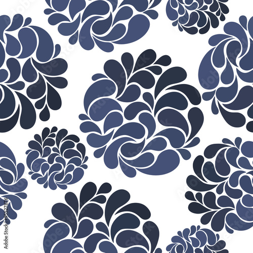 seamless pattern of abstract flowers in Gzhel style