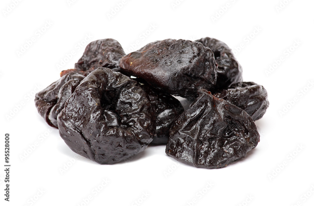 Dried plum - prunes, isolated on a white background. Dried plum - prunes, isolated on a white background.