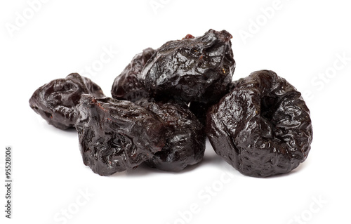 Dried plum - prunes, isolated on a white background. 
