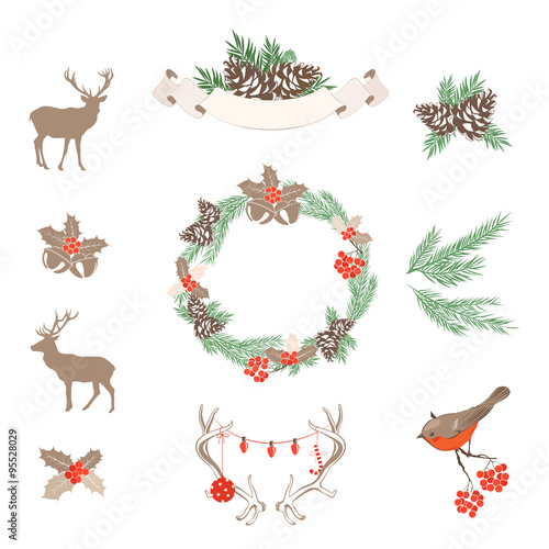 Set of vector Christmas design elements and symbols © Sabina Schaaf
