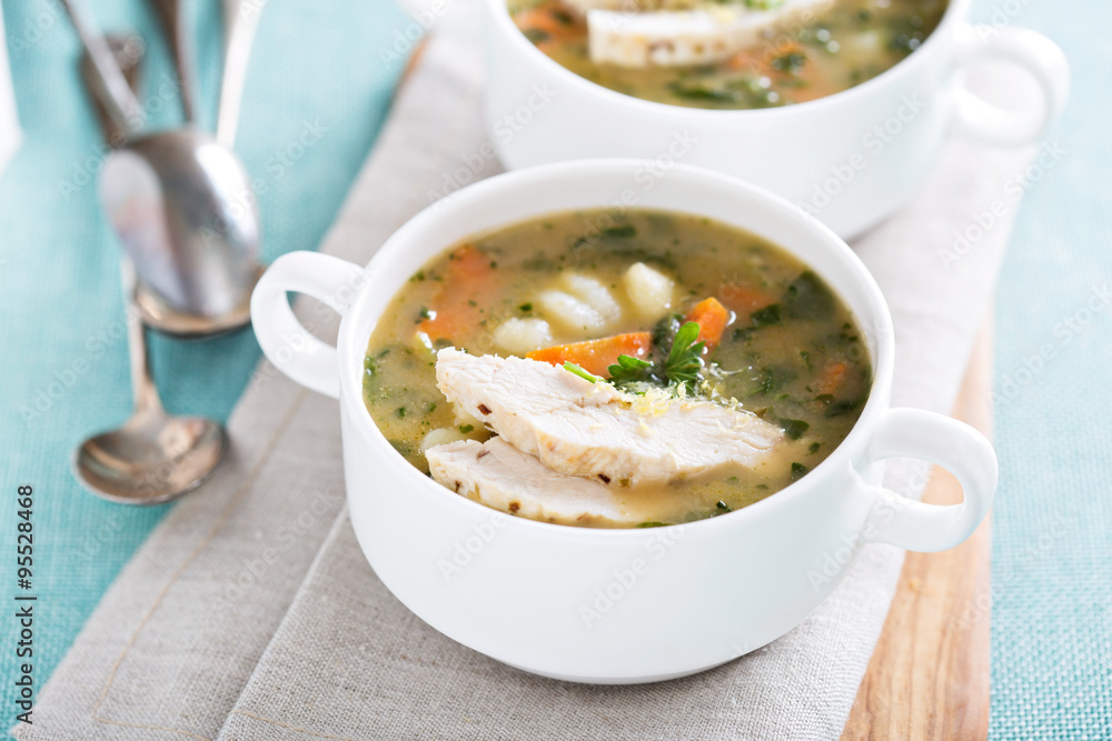 Chicken gnocchi soup with vegetables Chicken gnocchi soup with vegetables