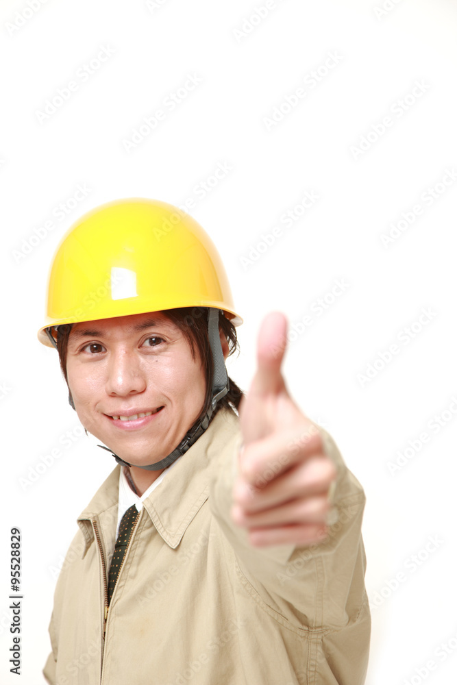 construction worker with thumbs up gesture construction worker with thumbs up gesture