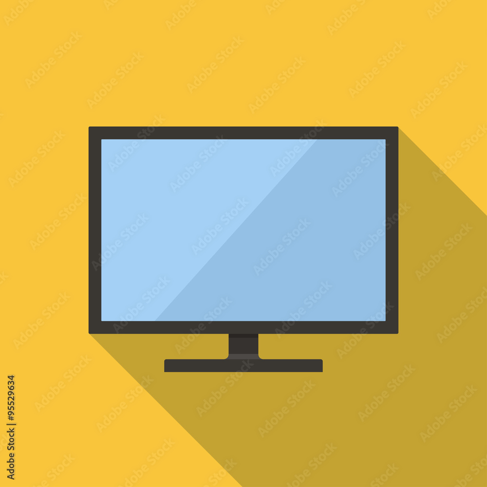 Vector illustration. Icon square shape of computer monitor in flat