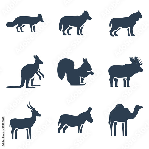 Wild animals vector icon collection