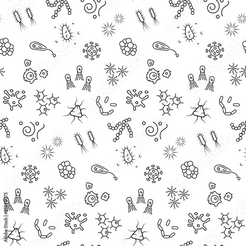 Seamless bacterium pattern. Vector illustration