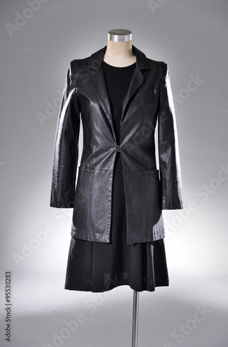 female black coat dress on dummy